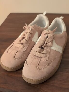 Kids Suede Lace-Up Sneakers - Blush Pink Size 1